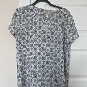 Loft navy and white blouse